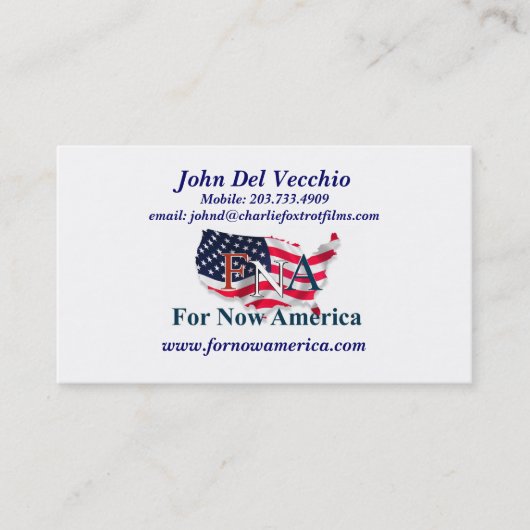 Fürs Erste Amerika John Del Vecchio Visitenkarte (Vorderseite)