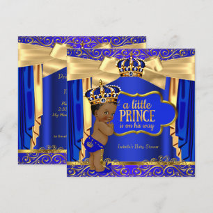 Fürst Baby Shower Royal Blau Gold Vorhänge Ethnisc Einladung