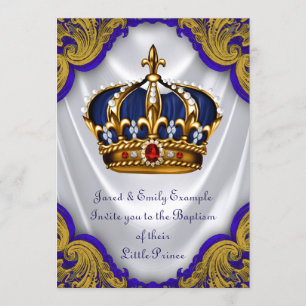 Fürst Prinz Taufe Royal Blau Gold Rubin Krone Einladung