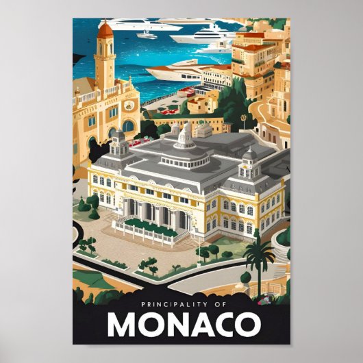 Fürstentum Monaco Vintage Illustration Poster (Vorne)