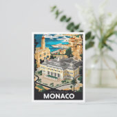 Fürstentum Monaco Vintage Illustration Postkarte (Stehend Vorderseite)