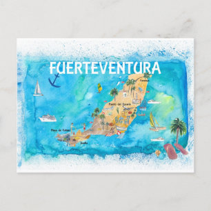 Fürteventura Canarias Spanien Illustrierte Karte