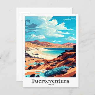 Fürteventura Spanien Vintage Reise Illustration Postkarte