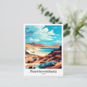 Fürteventura Spanien Vintage Reise Illustration Postkarte (Stehend Vorderseite)