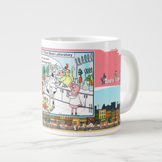 Further Than Meat | Satirischer Humor Jumbo-Tasse (Vorderseite Rechts)