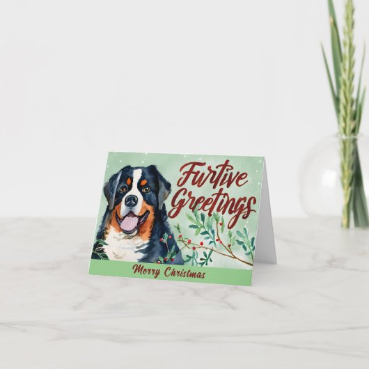 Furtive Grüße: Bernese Mountain Dog Weihnachten (Vorderseite)