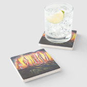 Fury-Feuer Steinuntersetzer (Seitenansicht)