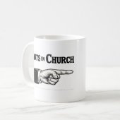 Furz im Gottesdienst lustiger Becher Kaffeetasse (Vorderseite Links)