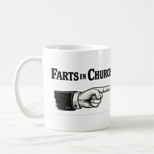 Furz im Gottesdienst lustiger Becher Kaffeetasse (Links)