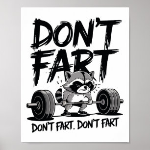 Furz nicht lustiger Waschbär-Gym-Fitness-Workout-G Poster