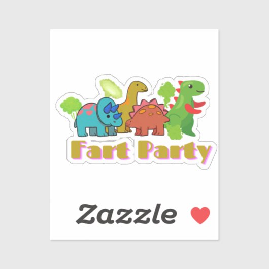 Furz Party Dinosaurier Aufkleber (Blatt)