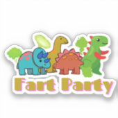 Furz Party Dinosaurier Aufkleber (Vorderseite)
