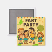Furz Party Funny Cartoon Magnet (Vorderseite/Rückseite)
