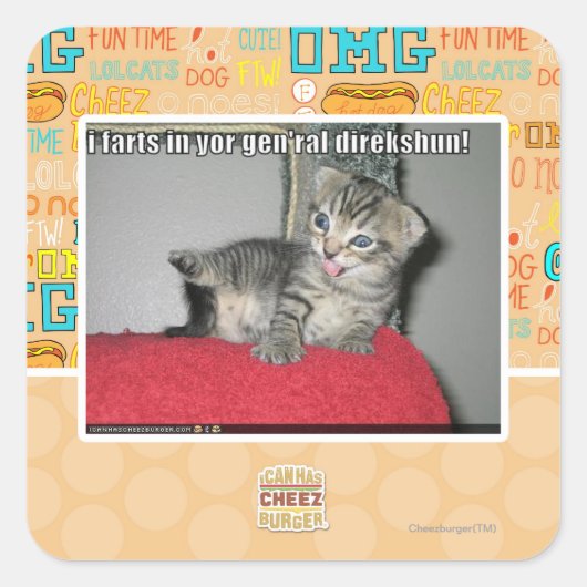 Furzen I in yor gen'ral direkshun Quadratischer Aufkleber (Vorderseite)