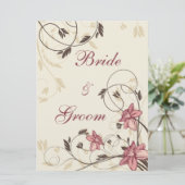 Fuschia-Affodien und Seekarte Einladung (Stehend Vorderseite)