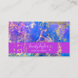 Fuschia Blue Marble Ink & Gold Foil  Visitenkarte