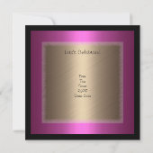 Fuschia Bronze Glamour am Schwarzen 40. Geburtstag Einladung (Rückseite)