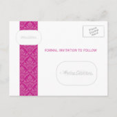 Fuschia Damask Save the Date Ankündigungspostkarte (Rückseite)