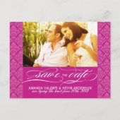 Fuschia Damask Save the Date Ankündigungspostkarte (Vorderseite)