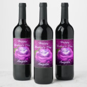 Fuschia Diamond Rose Imitate Glitzer Weinetikett (Flaschen)