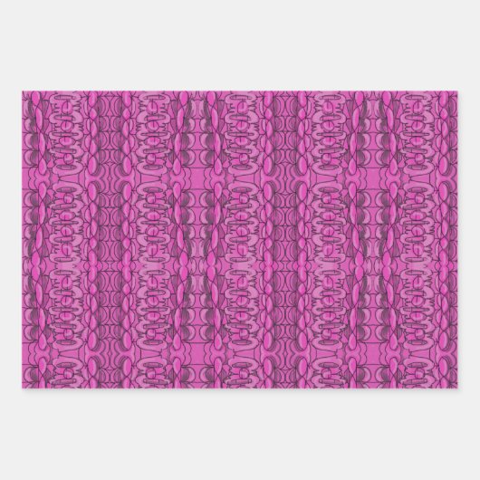 FUSCHIA DOODLE PARTY WRAPPING PAPIER (Vorderseite)
