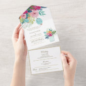 Fuschia Floral Hochzeit Einladung und Empfang. (Abreißen)