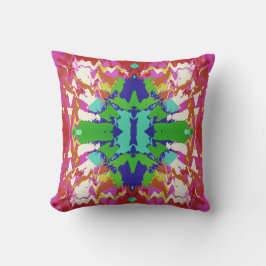 Fuschia Green Blue White Fantasy Blume Motif Kissen