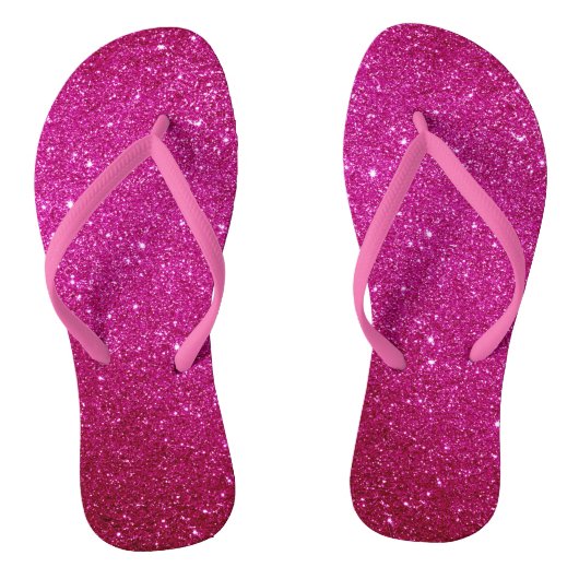 Fuschia Hot Pink Glitzer und Glam Badesandalen (Fußbett)