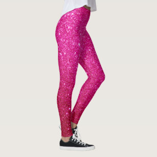 Fuschia Hot Pink Glitzer und Glam Leggings