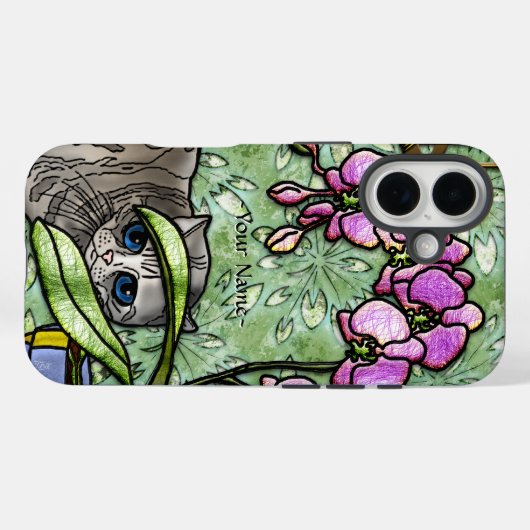 Fuschia & Kitty (Personalisiert) Case-Mate iPhone Hülle (Rückseite (Horizontal))