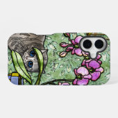 Fuschia & Kitty (Personalisiert) iPhone 16 Hülle (Rückseite (Horizontal))