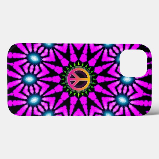 Fuschia Krawatte-Dye Peace Sign Case-Mate iPhone Hülle (Rückseite (Horizontal))