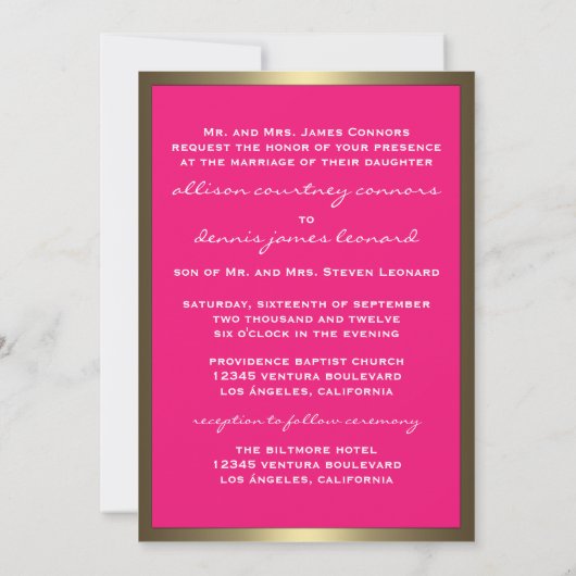 Fuschia Lavish Camouflage Hochzeit Einladungen (Rückseite)