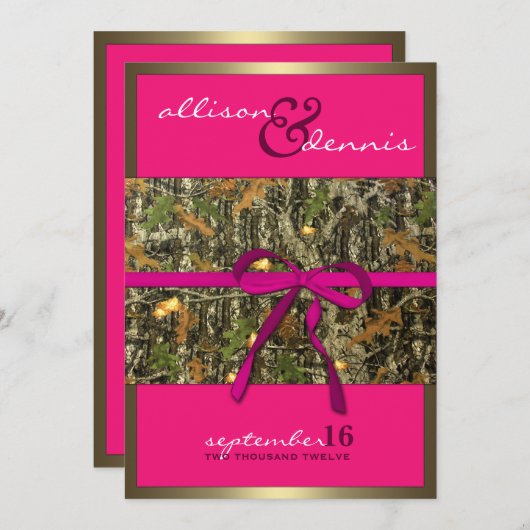 Fuschia Lavish Camouflage Hochzeit Einladungen (Vorne/Hinten)