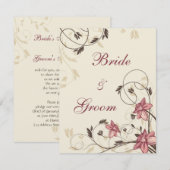 Fuschia Narzissen und Weizen Einladung (Vorne/Hinten)