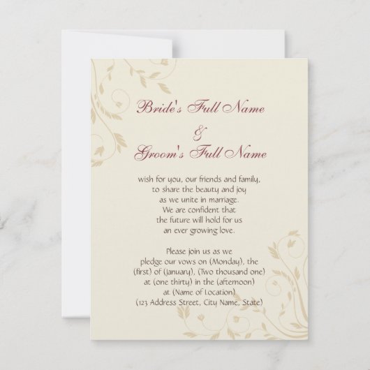 Fuschia Narzissen und Weizen Einladung (Rückseite)