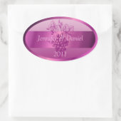Fuschia Personalisierte Weinetiketten Ovaler Aufkleber (Tasche)