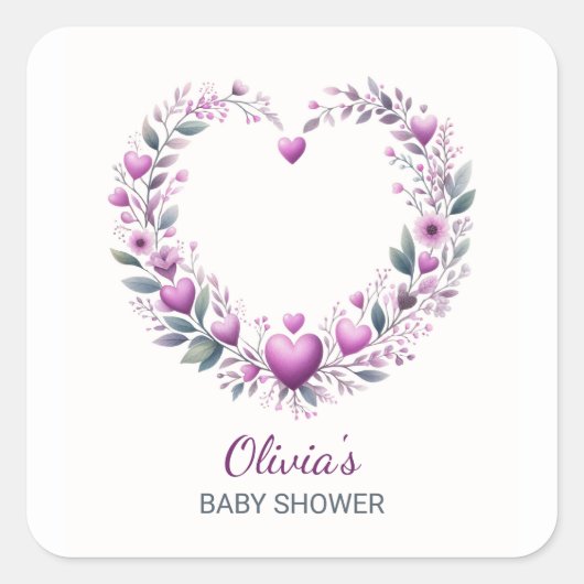 Fuschia Pink Blumenstrauß Kinderdusche Einladung Quadratischer Aufkleber (Vorderseite)