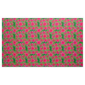 Fuschia Pink Camellias und grüne Blätter Stoff (Yard (91,4 cm))