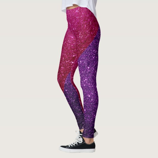 Fuschia Pink & Dark Lila Glitzer Glam Leggings (Links)
