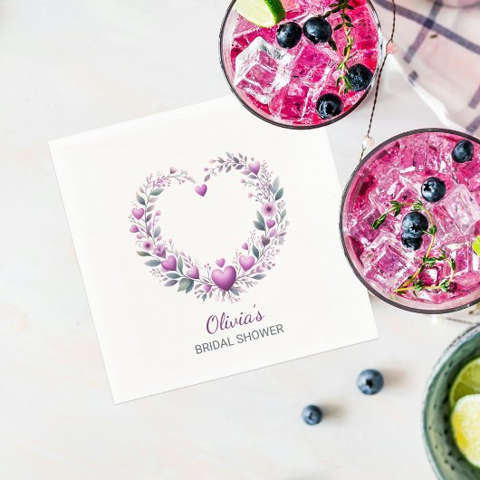 Fuschia Pink Floral Heart Brautparty Serviette