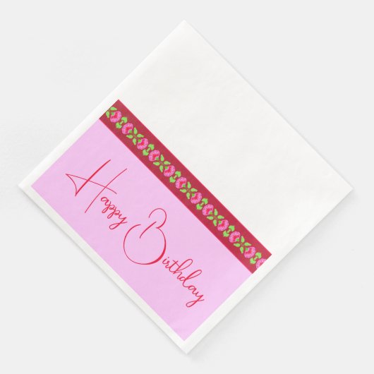 Fuschia Pink Floral Serviette (Ecke)