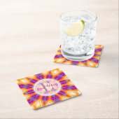 Fuschia Pink Gold Monogram Paper Untersetzer (Vor Ort)