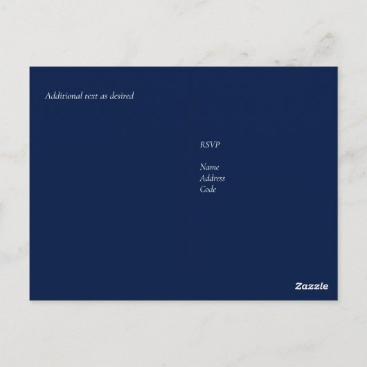 Fuschia Pink Gold Navy Blue Wedding RSVP Postkarte (Rückseite)