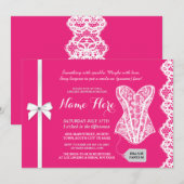 Fuschia Pink Lingerie Dusche Lace Bridal Einladung (Vorne/Hinten)