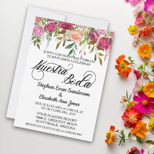 Fuschia Pink Nuestra Boda Blume Fuschia Einladung