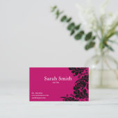 Fuschia rosa Paisley Damast-Visitenkarte Visitenkarte (Stehend Vorderseite)