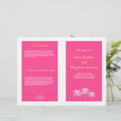 Fuschia Rosa Palmen Sommerhochzeitprogramm (Stehend Vorderseite)