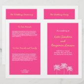 Fuschia Rosa Palmen Sommerhochzeitprogramm (Vorne/Hinten)