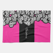 Fuschia rosa Schwarz-weißer Zebrammenname Handtuch (Horizontal)